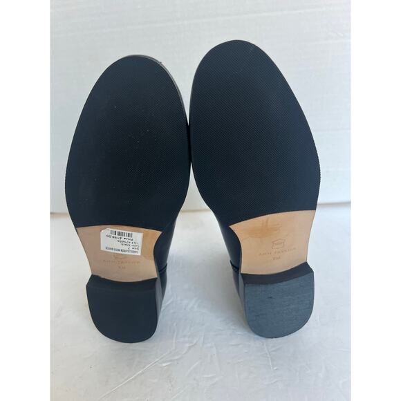 NWT Ann Taylor Cassie Black Leather Zip Side Low Block Heel Ankle Moto Bootie 7M - Picture 11 of 11